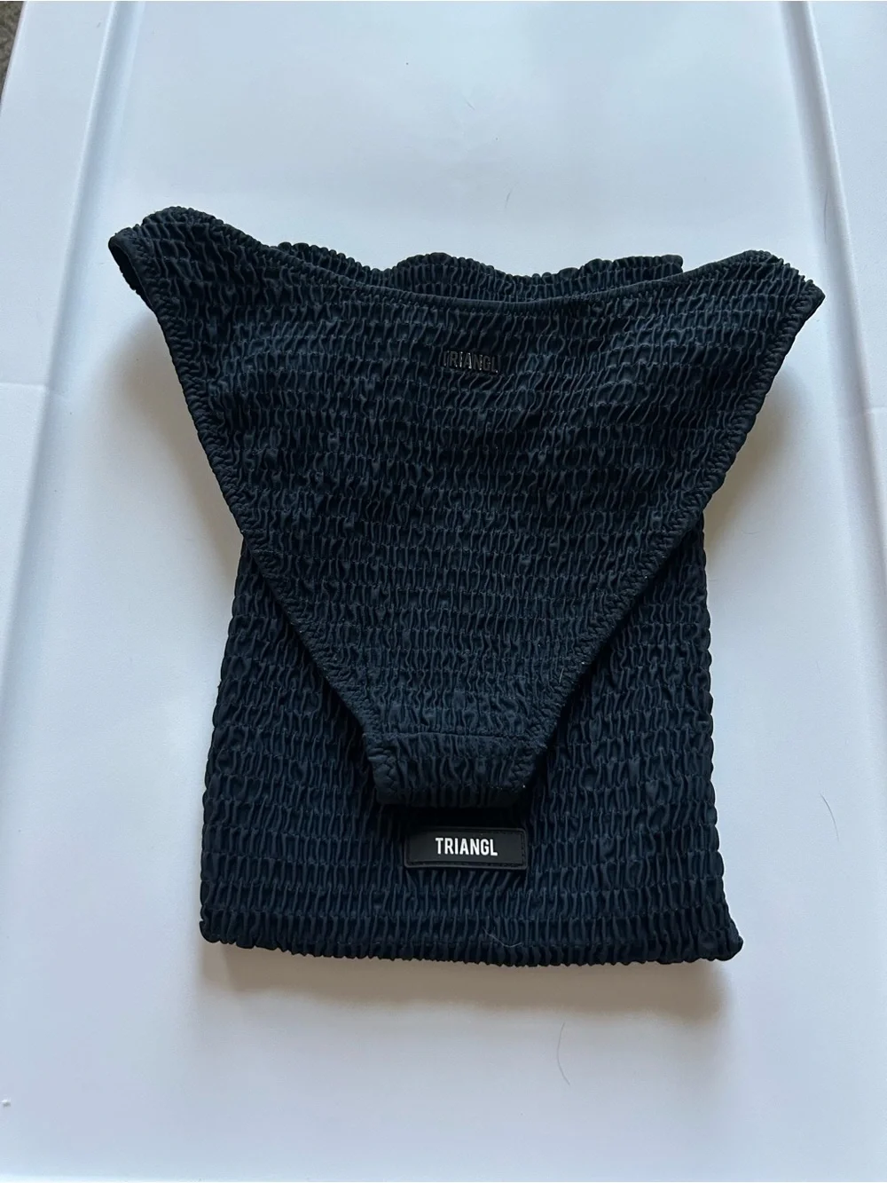 triangl swimwear Navy Smocked Bikini Bottom and Bikini Bag